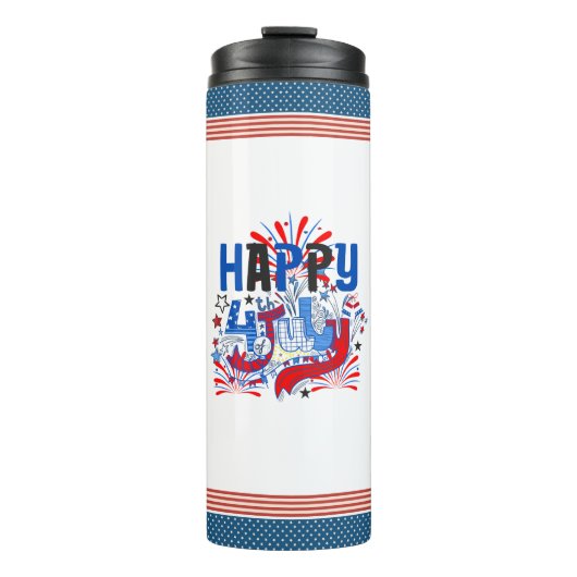 Gelukkig 4 juli Vuurwerk USA-63261 Thermosbeker (Voorkant)