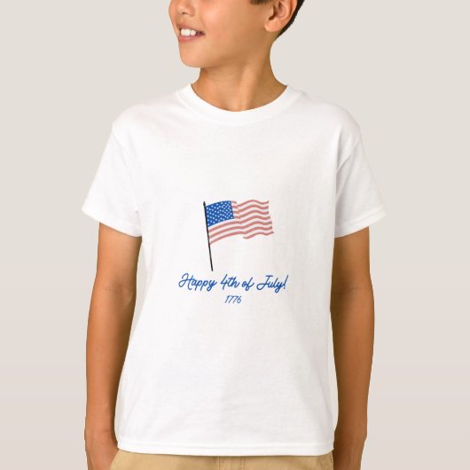 "Gelukkig 4 juli!" Waving Flag T-shirt (Voorkant)