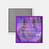 Gelukkig 4e. Bruiloft Jubileum Magneet (Voorkant / Achterkant)