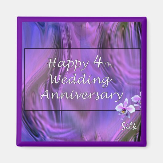 Gelukkig 4e. Bruiloft Jubileum Magneet (Voorkant)