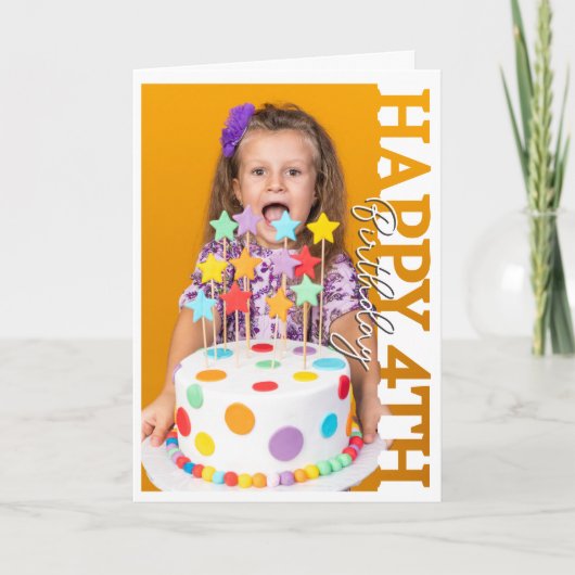 Gelukkig 4e verjaardagsfoto-collegekaart bedankkaart (Voorkant)