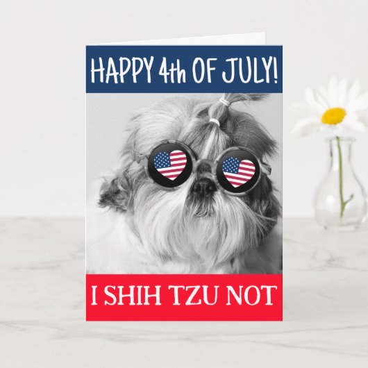 Gelukkig 4th Juli shih tzu niet hond USA vlag Groe Kaart (Kleine Plant)
