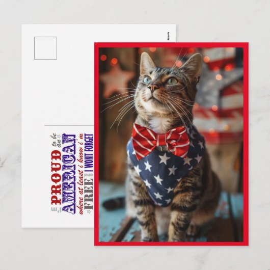 Gelukkig 4th van juli Cat Feestdagenkaart (Voorkant / Achterkant)