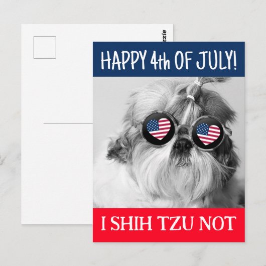 Gelukkig 4th van juli i shih tzu niet hond USA vla Briefkaart (Voorkant / Achterkant)