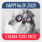 Gelukkig 4th van juli i shih tzu niet hond USA vla Vierkante Sticker (Voorkant)