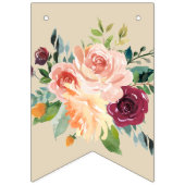 Gelukkig 50 jaar rustiek roze Herfst bloemig Jubil Vlaggetjes (Eerste vlag)