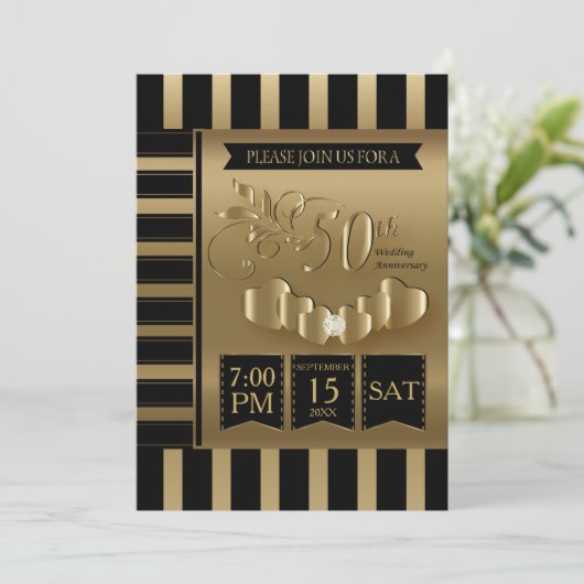 Gelukkig 50-jarig gouden jubileum kaart (Staand voorkant)