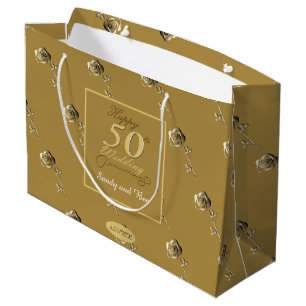 "Gelukkig 50-jarig huwelijksjubileum" 3D Rozen op  Groot Cadeauzakje