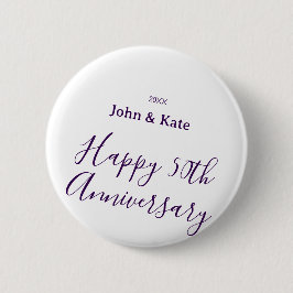 Gelukkig 50-jarig jubileum paarse naam jaar eenvou ronde button 5,7 cm