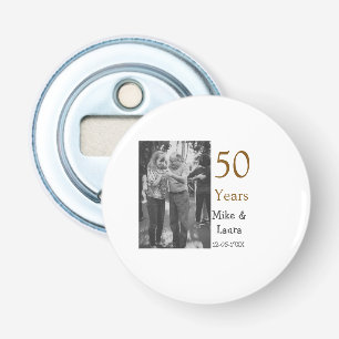Gelukkig 50-jarig jubileum voeg naam koppel datum button flesopener
