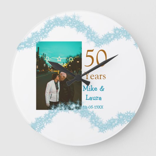 Gelukkig 50-jarig jubileum voeg naam koppel datum  grote klok (Voorkant)