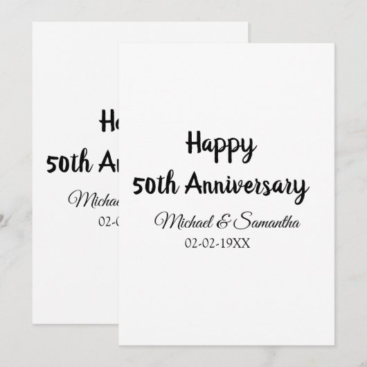 Gelukkig 50-jarig jubileum voeg naam koppel datum kaart (Voorkant / Achterkant)