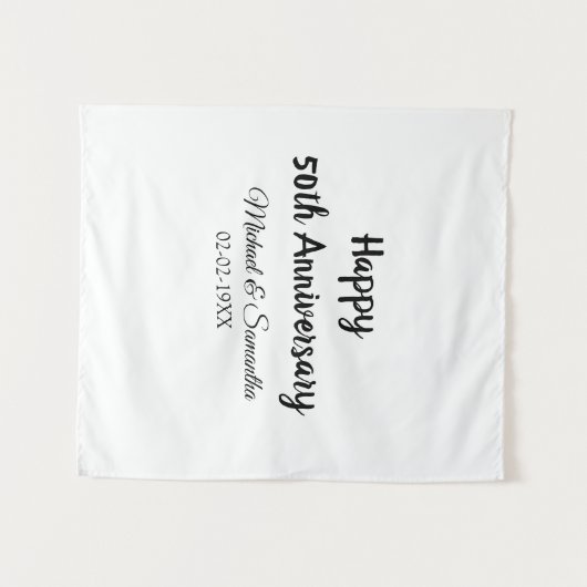 Gelukkig 50-jarig jubileum voeg naam koppel datum  wandkleed (Voorkant (horizontaal))