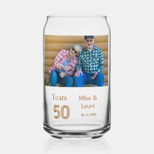 Gelukkig 50-jarig jubileum voeg naam paar datum hu blikvorm glas