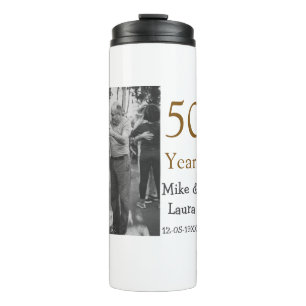 Gelukkig 50-jarig jubileum voeg naam paar datum hu thermosbeker