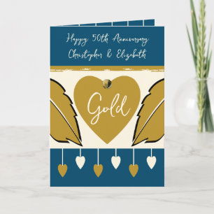 Gelukkig 50-jarig jubileum voeg namen toe goud bla kaart