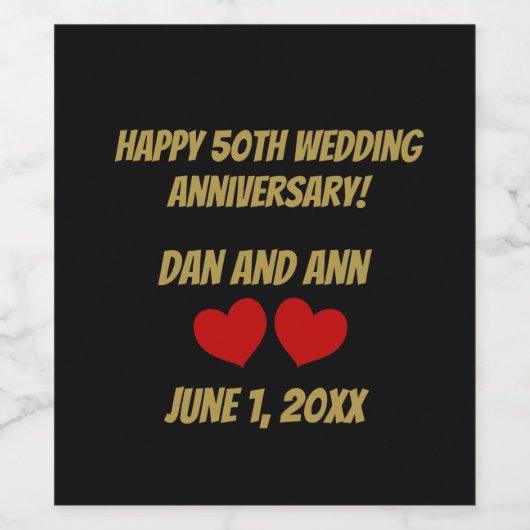 Gelukkig 50-jarig jubileum  wijn etiket (Enkel label)