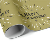 Gelukkig 50e verjaardag Fireworks Gold Black White Cadeaupapier (Rol Hoek)