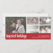 Gelukkig - 5 Foto Collage Red White Pattern Feestdagenkaart (Voorkant)