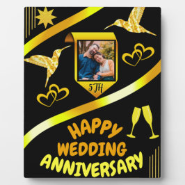 Gelukkig 5-jarig huwelijksjubileum Zwart & Goud Mo Fotoplaat