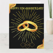 Gelukkig 5e bruiloft Jubileum Zwart Hot Gold Boho Kaart (Voorkant)