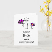 Gelukkig 5e Werk Jubileum Kaart, Medewerker, Baas Kaart (Gele Bloem)