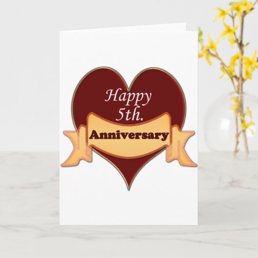 Gelukkig 5th. Verjaardag Kaart (Gele Bloem)