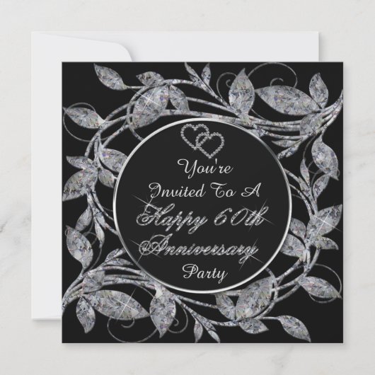 Gelukkig 60-jarig jubileum Diamanten Metallic Blad Kaart (Voorkant)
