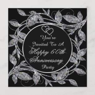 Gelukkig 60-jarig jubileum Diamond Metallic Leaves Kaart