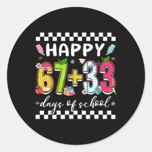 Gelukkig 67 + 33 dagen school grappig 67 meme meis ronde sticker