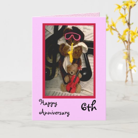 Gelukkig 6-jarig jubileum, aanpasbaar kaart (Gele Bloem)