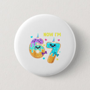 Gelukkig 7 jaar verjaardag shirt meisje 7t Ik was  Ronde Button 5,7 Cm