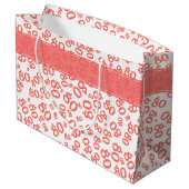 Gelukkig 80e koraal/wit willekeurig getalpatroon groot cadeauzakje (Achterkant Gekanteld)