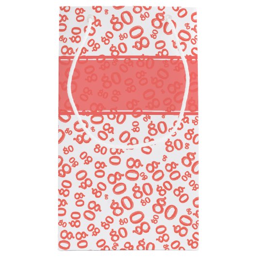 Gelukkig 80e koraal/wit willekeurig getalpatroon klein cadeauzakje (Achterkant)