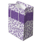 Gelukkig 80e Paarse/witte Willekeurige Nummerpatro Medium Cadeauzakje (Achterkant Gekanteld)