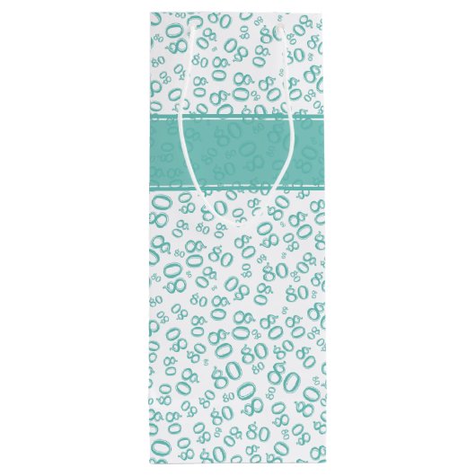 Gelukkig 80ste Blauwgroen/Wit Willekeurig Nummerpa Wijn Cadeautas (Achterkant)