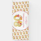Gelukkig 80ste Verjaardagsfeest Bloemen Goud Numme Spandoek (Verticaal)