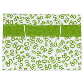 Gelukkig 80th Groen/Wit Willekeurig Nummerpatroon Groot Cadeauzakje (Achterkant)