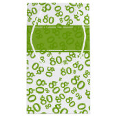 Gelukkig 80th Groen/Wit Willekeurig Nummerpatroon Klein Cadeauzakje (Achterkant)