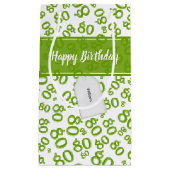 Gelukkig 80th Groen/Wit Willekeurig Nummerpatroon Klein Cadeauzakje (Voorkant)
