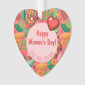 Gelukkig 8 maart Vrouwen Dag Donut Bloem Personali Ornament (voorkant)