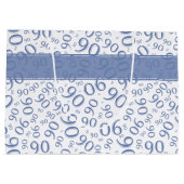 Gelukkig 90ste Willekeurig Nummerpatroon Blauw/Wit Groot Cadeauzakje (Achterkant)