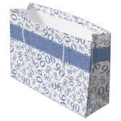 Gelukkig 90ste Willekeurig Nummerpatroon Blauw/Wit Groot Cadeauzakje (Achterkant Gekanteld)