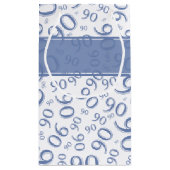 Gelukkig 90ste Willekeurig Nummerpatroon Blauw/Wit Klein Cadeauzakje (Achterkant)