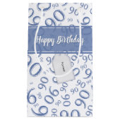 Gelukkig 90ste Willekeurig Nummerpatroon Blauw/Wit Klein Cadeauzakje (Voorkant)