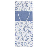 Gelukkig 90ste Willekeurig Nummerpatroon Blauw/Wit Wijn Cadeautas (Achterkant)