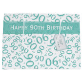 Gelukkig 90ste Willekeurig Nummerpatroon Blauwgroe Groot Cadeauzakje (Voorkant)