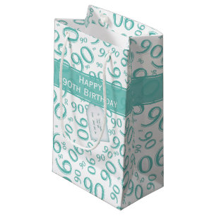 Gelukkig 90ste Willekeurig Nummerpatroon Blauwgroe Klein Cadeauzakje