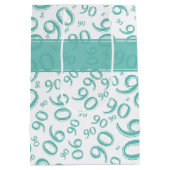 Gelukkig 90ste Willekeurig Nummerpatroon Blauwgroe Medium Cadeauzakje (Achterkant)