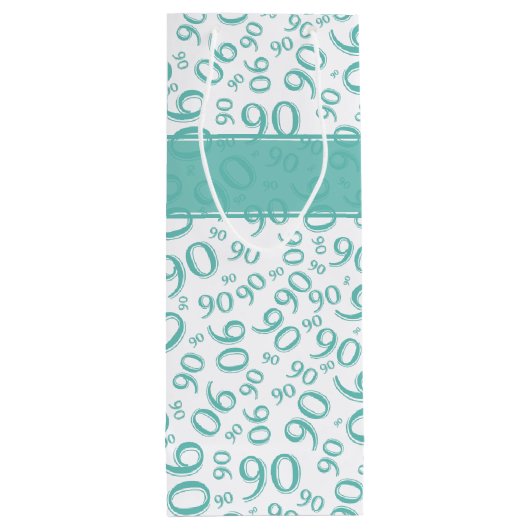Gelukkig 90ste Willekeurig Nummerpatroon Blauwgroe Wijn Cadeautas (Achterkant)